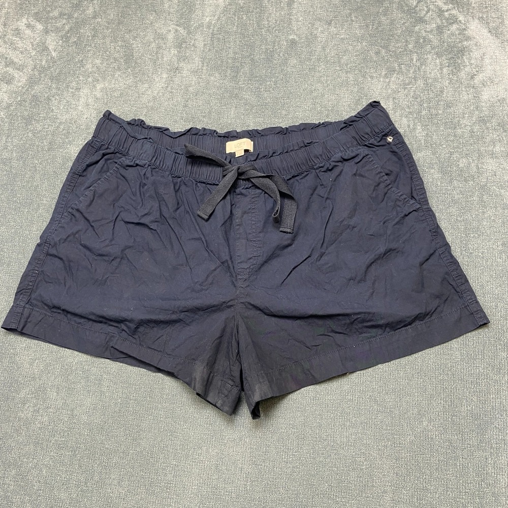 Loft Shorts Womens XL Navy Blue Cotton Drawstring Slash Pockets Casual wear